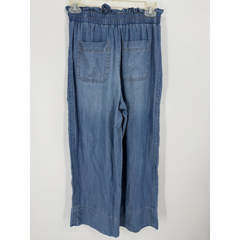 Knox Rose Paperbag Waist Pants Women XS Blue Denim Wide Leg Belted Lyocell - Picture 6 of 10